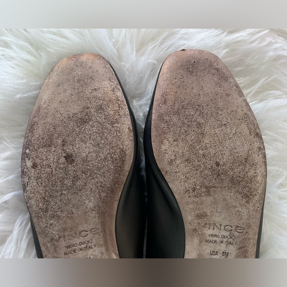 Vince Shoes V-Cut Black Leather Slip-On Mules Size: 6 - Picture 8 of 12